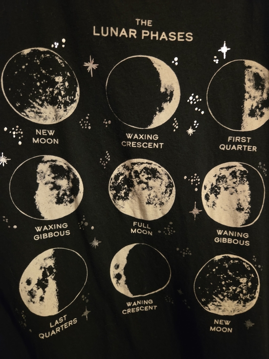 torrid Tops - Black Tee with White Lunar Phases Graphic